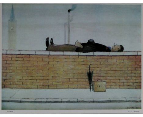 Laurence Stephen Lowry RA (British, 1887-1976) - 'Man Lying on a Wall'
Pencil signed limited colour print, numbered in pencil