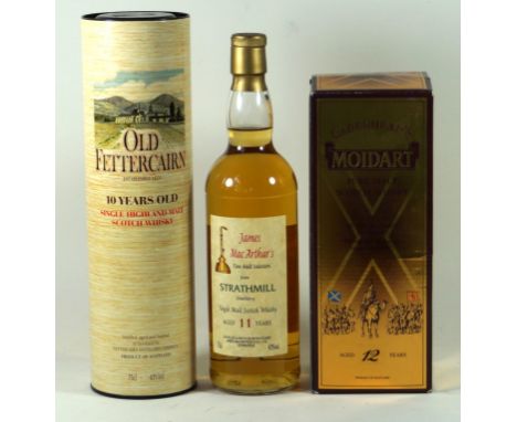3 bottles mixed Lot Fine Scotch Malt Whiskies comprising
1 bottle Strathmill 11 yo James Mac Arthur Selection 43%, 1 bottle M