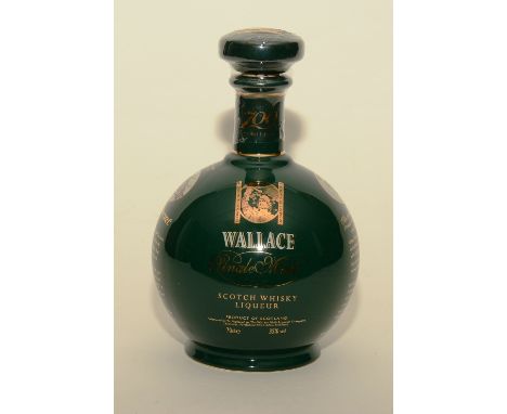 A Wallace 700 limited edition single malt scotch whisky liqueur, no 437/1000, in green ceramic flagon with stopper, 70cl, 35%