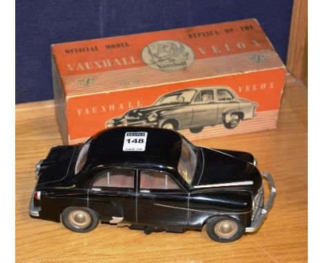 A vintage Vauxhall Velox black model car, 1/18 scale, mighty midget electric motor, with instructions booklet, in original fi