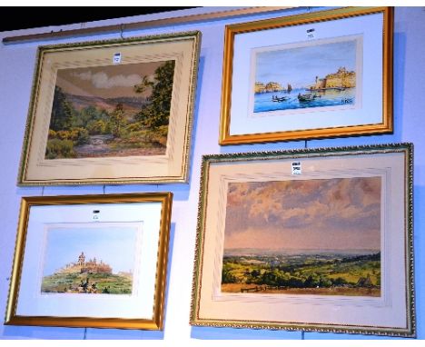 Florence R Walker
'Pair of River & Landscape Scenes'
Watercolour, signed lower right, 27.5cm 38cm, also with two Maltese wate