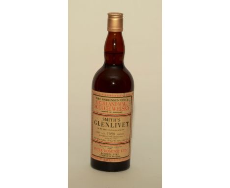 A Smiths Glenlivet 1959 Pure Unblended Pot Still Highland Malt Scotch Whisky, cask no. 1028, bottled Sept 1971, 70` proof