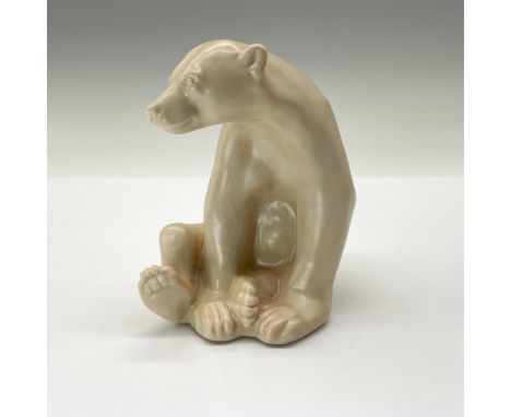 Charming seated bear crafted from the original master mold #6485 from 1945. Finished in a beautiful white with subtle pink un