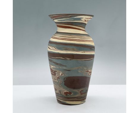This marbled ceramic vase features a swirl of muted colors. Marked Nilaok. Issued: 20th centuryDimensions: 4.25"L x 4.25"W x 