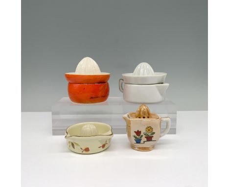 Includes two Japanese cups with reamers: one is plain white, and the other is decorated with hand painted flowers. There is a