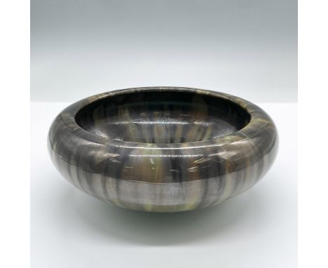 This lovely glossy ceramic green bowl features a smeared brown glaze effect. Marked Fulper. Issued: 20th centuryDimensions: 7