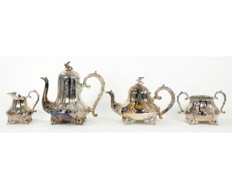 A VICTORIAN BRITANNIA METAL TEA AND COFFEE SERVICE