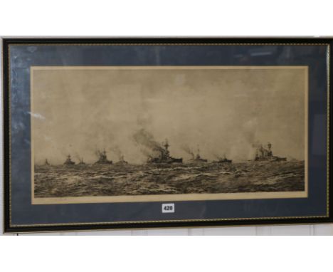 Albany E. Howarth after William Lionel Wyllie, etching, 'The Kaiser Klass being taken to Scapa Flow, November 1918', signed b