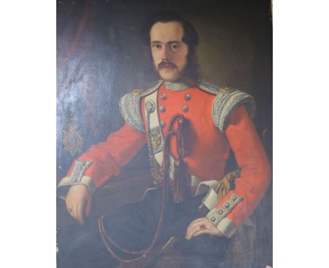 English School mid 19th century, oil on canvas, Portrait of an officer, 78 x 63cm