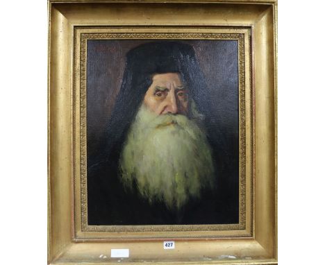 Continental School, oil on canvas, portrait of a bearded gentleman, indistinctly signed.&nbsp;46 x 49cm