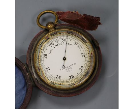 A H. Hughes &amp; Son Ltd pocket barometer and case