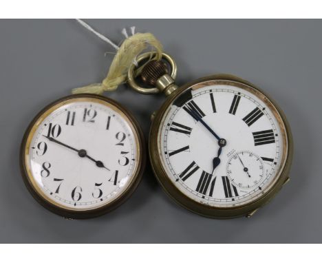 An M M &amp; Co Goliath pocket watch and a travelling clock movement (lacking case).