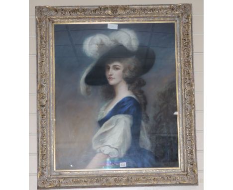 After Gainsborough, pastel, Portrait of Mrs Milne, 74 x 61cm