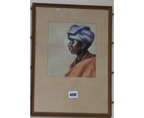 C. H. Greaves, watercolour, Portrait of a native woman, signed, 18 x 16cm