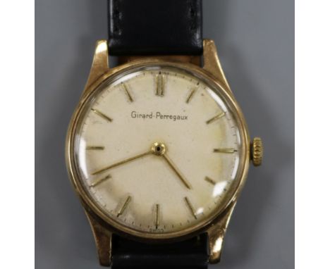 A gentleman's 9ct gold Girard Peregaux manual wind watch.
