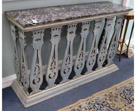 A painted marble top console table W.144cm