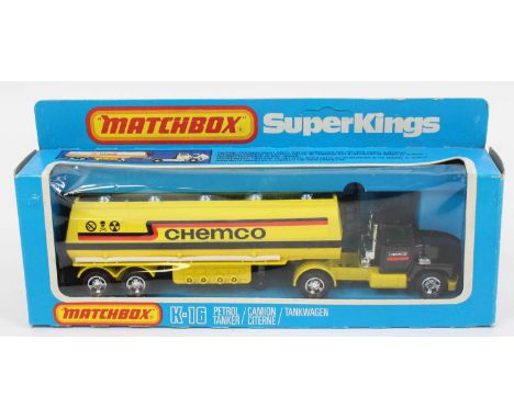 Matchbox K-16 Chemco Petrol Tanker, yellow and black body, housed in the original window box (M-BNMM)
