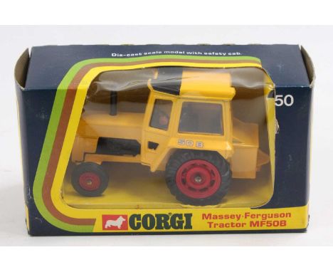 Corgi Toys No. 50 Massey Ferguson tractor MF50B comprising yellow body with red hubs and driver figure, in the original windo