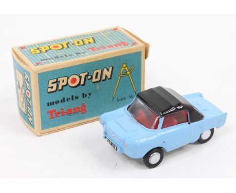 Spot-on No.119 Meadows Frisky - light blue body, black roof, cream interior and steering wheel, flat spun hubs, in the origin
