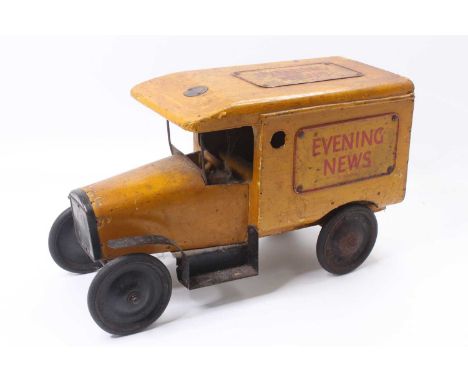 Triang Lines Bros, large scale Ford "Evening News" Delivery Van, c.1927, large scale wooden van, original body and steel chas