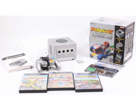 A boxed Nintendo Gamecube (PAL) Double Dash platinum pack comprising of the console, hand controller and Mario cart Double Da