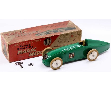 Tri-ang Magic Midget record-breaking car; Lines Bros c1933, tin-plate with rubber tyres and wind-up single mechanism, with or