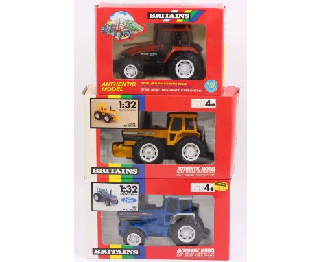 A collection of three various boxed Britains 1/32 scale diecast tractors to include a No. 9508 Ford DW25 tractor, a No. 9521 