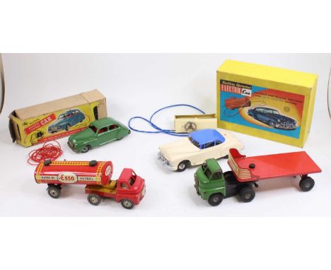 A collection of mixed vintage toys comprising a Marx Battery Operated Electric Car in its original box, a boxed Chad Valley R
