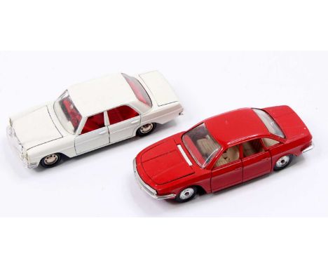 2 Marklin of Germany 1/43rd scale diecast models comprising a Mercedes Benz 250 in white with a red interior, and an NSU RO80