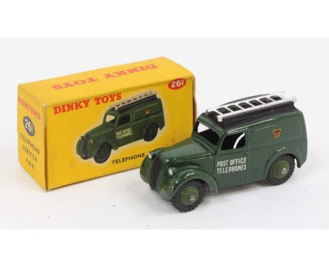 Dinky Toys No. 261 telephone service van, comprising green body with green hubs and silver ladder and black roof, in the orig