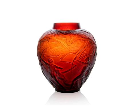 René Lalique (French 1860-1945) ARCHERS VASE, NO. 893  designed 1921deep amberengraved R. Lalique France No. 893  Dimensions: