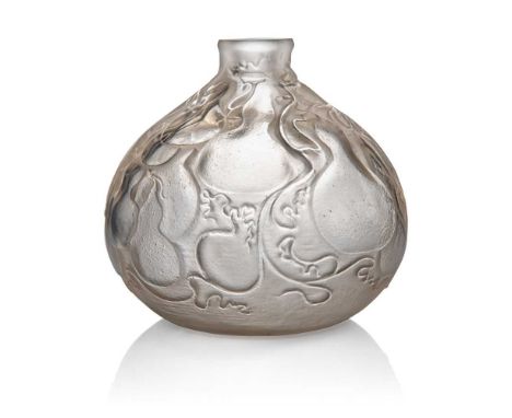 René Lalique (French 1860-1945) COURGES VASE, NO. 900  designed 1914clear and frostedintaglio LALIQUE (twice)  Dimensions:19c