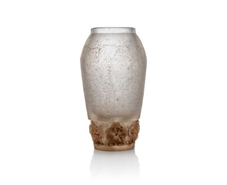 ‡ René Lalique (French 1860-1945) FRISE ANÉMONE AJOURNÉES VASE, CP342 bis  designed 1921cire perdue, sepia stainedlater wheel