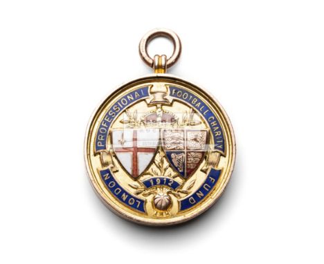 A 9ct gold and enamel medal for the London Professional Football Charity Fund 1912,hallmarked 375, Birmingham 1912, in origin