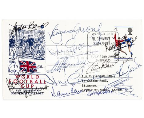 1966 World Cup First Day cover fully signed by the England winning XI,and additionally by manager Alf Ramsey and Jimmy Greave