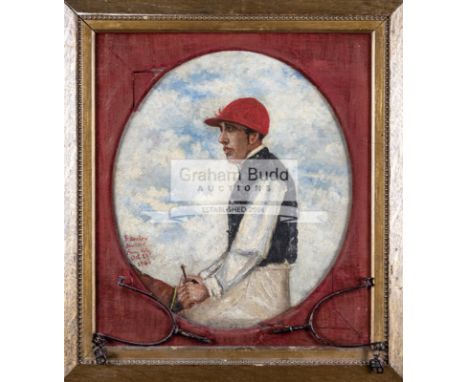 A Victorian oil sketch of the jockey Fred Archer by an unknown hand,oil on canvas, inscribed F. ARCHER, SKETCHED FROM LIFE, O