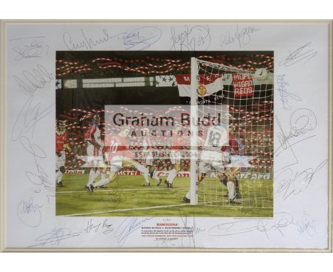 Autographed ''Barcelona'' print of Ole Gunnar Solskjaer's winning goal in Manchester United's 1999 UEFA Champions League Fina