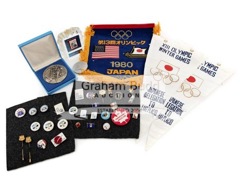 Lake Placid 1980 Winter Olympic Games memorabilia associated with Austrian Joesf Feistmantl,comprising participation medal, i