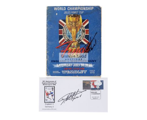 Geoff Hurst signed 1966 World Cup Final programme and First Day Cover,programme signed to the front cover, the signed FDC iss