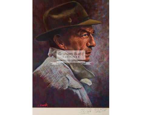 *** Clark (20th century)PORTRAIT OF LESTER PIGGOTTSigned by the artist, coloured pastels, additionally signed by Lester Piggo