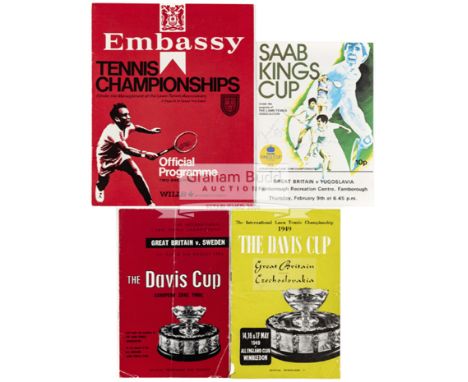 Davis Cup tennis programmes, photographs, magazines dating from 1934 to 1971,including The Story of the Davis Cup by A Wallis