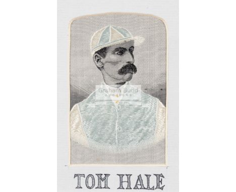 The very rare stevengraph of the 19th century Australian jockey Tom Hales,silk woven portrait published by Thomas Stevens of 