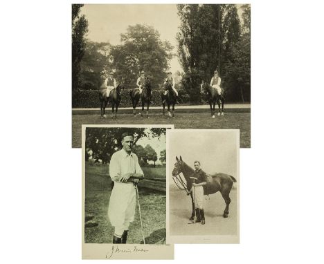 A period black & white photograph believed to be of the Oxford University polo team circa 1904 featuring on the right the cel