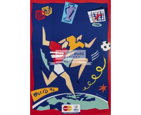 A collection of Euro '96 memorabilia,comprising three official posters in unused condition, flat and unfolded; each 52 by 72c