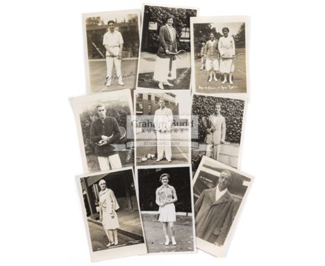 A collection of tennis postcards dating from the 1920's to 1970's, some by Trim & Co.,featuring Crawley, Austin, Wheatley sig