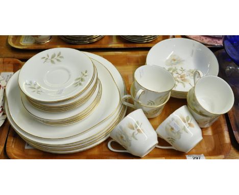 One tray of Royal Doulton 'Yorkshire Rose', pattern no. H5050, to include: six cups and five saucers, plates and bowls.(B.P. 