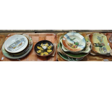 Two trays of assorted pottery to include: a Copeland Spode 'Italian' sandwich plate, a Teifi pottery earthenware dish, an Ada