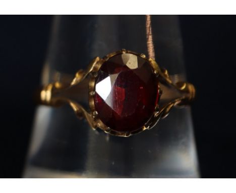 18ct gold and ruby dress ring. 3.1g approx, ring size P.(B.P. 21% + VAT) 