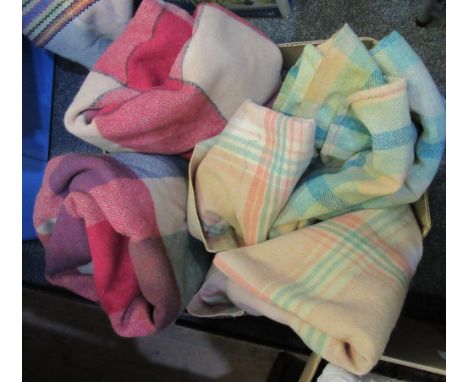 Box of five vintage woollen check blankets. (5) (B.P. 21% + VAT)All have some minor damage but usable. Most have one or two s