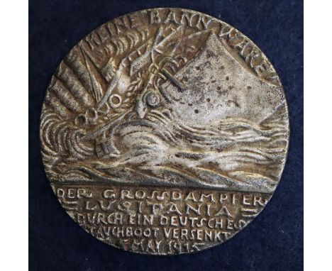 Lusitania 1915 cast iron medallion, British Propaganda type keine bann.(B.P. 21% + VAT) 